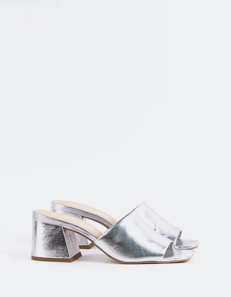 Mid Heels|Mules-L'INTERVALLE Clarabelle Silver Leather