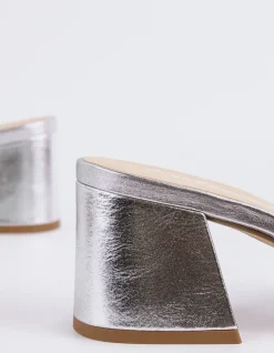 Mid Heels|Mules-L'INTERVALLE Clarabelle Silver Leather
