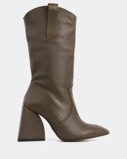 Tall Boots-L'INTERVALLE Clément Khaki Leather