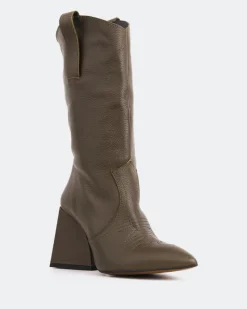 Tall Boots-L'INTERVALLE Clément Khaki Leather