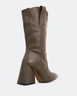 Tall Boots-L'INTERVALLE Clément Khaki Leather