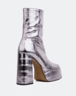 Platform|Ankle Boots-L'INTERVALLE Cloud Pewter Croco