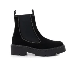 Chelsea|Ankle Boots-L'INTERVALLE Columbus Black Suede