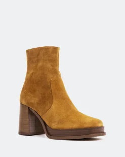 Platform|Ankle Boots-L'INTERVALLE Condotti Cognac Suede
