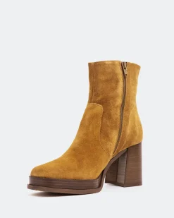 Platform|Ankle Boots-L'INTERVALLE Condotti Cognac Suede