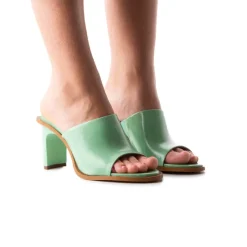Mules-L'INTERVALLE Corvo Green Leather