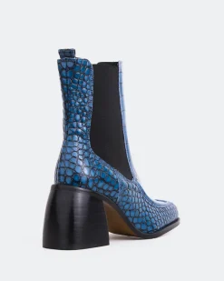 Chelsea|Ankle Boots-L'INTERVALLE Couillard Blue Croco Leather