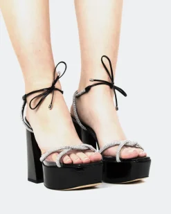 Platform|Strappy-L'INTERVALLE Crave, Black Naplack/Naplack Noir