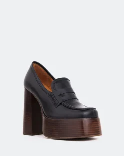 Platforms|Loafers-L'INTERVALLE Cyrus Black Leather