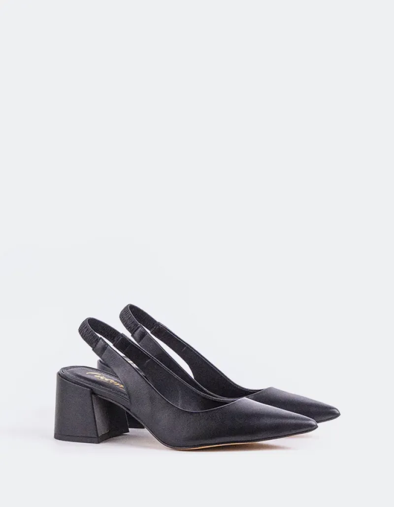 Slingbacks-L'INTERVALLE Dalida Black Leather