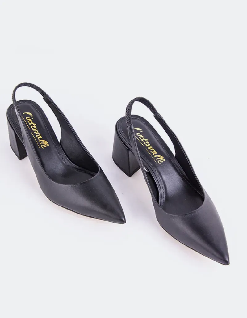 Slingbacks-L'INTERVALLE Dalida Black Leather