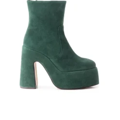 Ankle Boots|Platform-L'INTERVALLE Daze Dark Green Suede