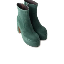 Ankle Boots|Platform-L'INTERVALLE Daze Dark Green Suede