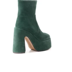 Ankle Boots|Platform-L'INTERVALLE Daze Dark Green Suede