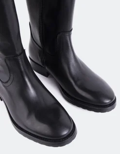 Tall Boots-L'INTERVALLE Delorre Black Leather