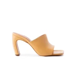 Mules-L'INTERVALLE Diagonal Camel Leather