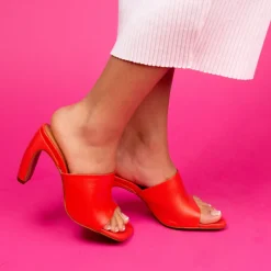 Mules-L'INTERVALLE Diagonal Orange Leather