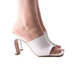 Mules-L'INTERVALLE Diagonal White Leather