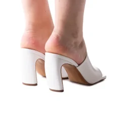 Mules-L'INTERVALLE Diagonal White Leather