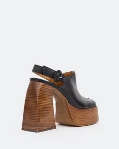 Platforms|Slingbacks-L'INTERVALLE Dolphin, Black Leather/Cuir Noir