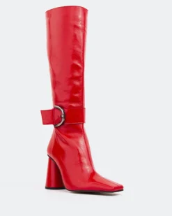 Tall Boots-L'INTERVALLE Dorset Red Leather