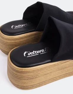Wood Sandals-L'INTERVALLE Dory Black Lycra