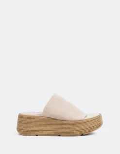 Wood Sandals-L'INTERVALLE Dory Cream Lycra