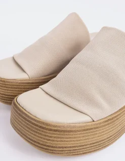 Wood Sandals-L'INTERVALLE Dory Cream Lycra