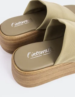 Wood Sandals-L'INTERVALLE Dory Khaki Lycra