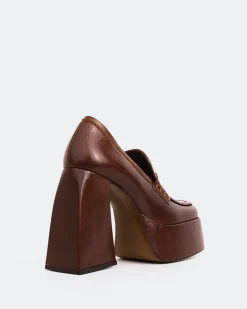 Platforms|Loafers-L'INTERVALLE Echo Chestnut Leather