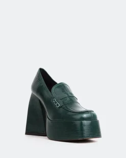 Platforms|Loafers-L'INTERVALLE Echo Green Leather