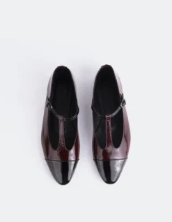 Mary-jane-L'INTERVALLE Elara Burgundy Black Patent