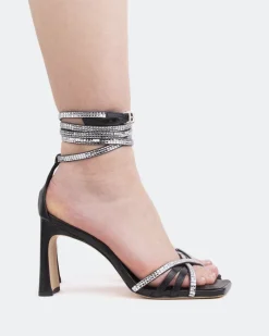 Strappy|High Heels-L'INTERVALLE Elixor, Black Leather/Cuir Noir