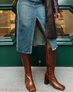 Tall Boots-L'INTERVALLE Elland Chestnut Leather