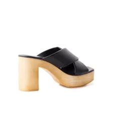 Wood Sandals|Platform-L'INTERVALLE Elodie Black Leather