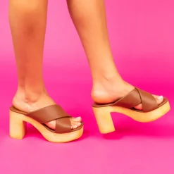 Wood Sandals|Platform-L'INTERVALLE Elodie Tan Leather