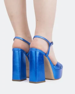 Platform|Strappy-L'INTERVALLE Embassy, Blue Metal/Métal Bleu