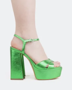 Platform|Strappy-L'INTERVALLE Embassy, Green Metal/Métal Vert