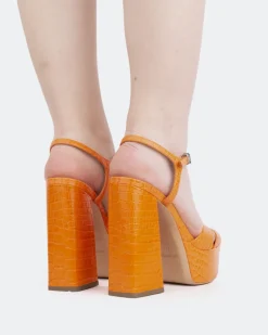 Platform|Strappy-L'INTERVALLE Embassy, Orange Croco/Croco Orange