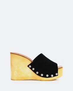 Wood Sandals|Wedges-L'INTERVALLE Emeline Black Suede