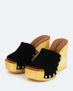 Wood Sandals|Wedges-L'INTERVALLE Emeline Black Suede