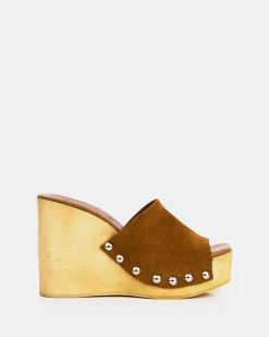 Wood Sandals|Wedges-L'INTERVALLE Emeline Brown Suede