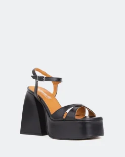 Platform-L'INTERVALLE Endless Black Leather/Cuir Noir