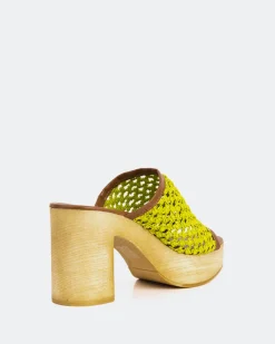 Wood Sandals|Platform-L'INTERVALLE Faustine Lime Rafia