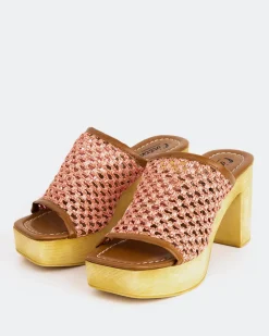 Wood Sandals|Platform-L'INTERVALLE Faustine Pink Rafia