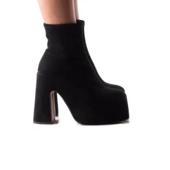 Platform|Ankle Boots-L'INTERVALLE Flash Black Suede Stretch