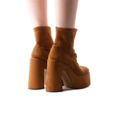 Platform|Ankle Boots-L'INTERVALLE Flash Brown Suede Stretch