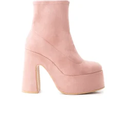 Platform|Ankle Boots-L'INTERVALLE Flash Pink Suede Stretch