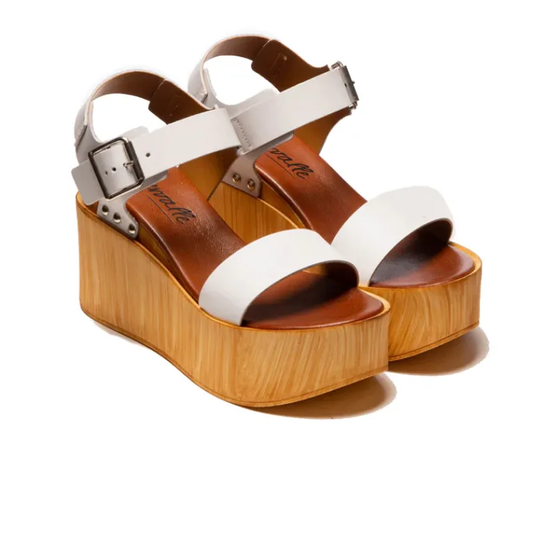 Wood Sandals|Wedges-L'INTERVALLE Fleur White Leather