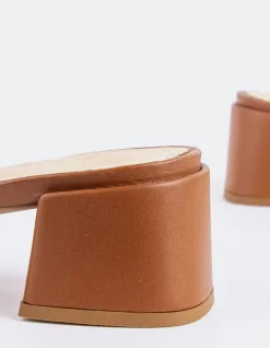Mid Heels|Mules-L'INTERVALLE Fortunata Cognac Leather